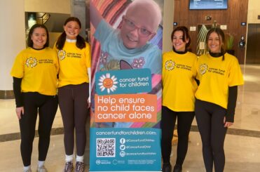 The Morrows Team, pictured left to right, Laura Magennis, Hannah Knox, Olivia Meehan and Ellie Maunsell taking on the abseil challenge at the Europa Hotel for Cancer Fund For Children